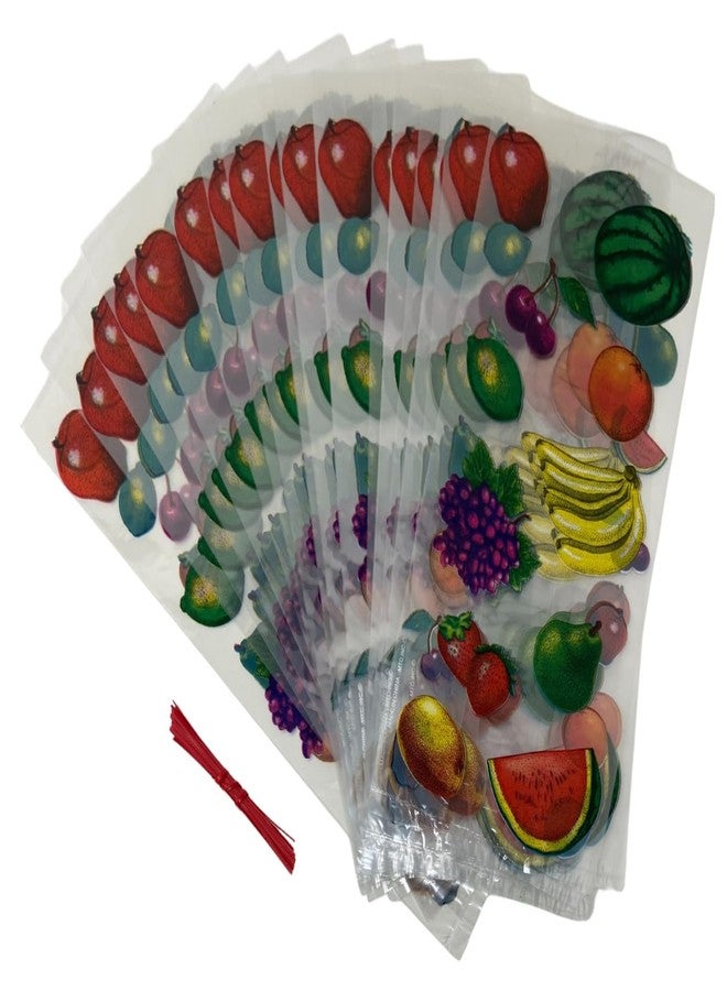 AoneFun Fruit Cellophane Bags - Twotti Fruity Birthday Decorations Twotti Frutti Goodie Bags Baby Shower Favor Baby Shower Decorations Dancing Fruit Berry First 25 Pcs with Twist Ties Approx 11"x5" - Image 1